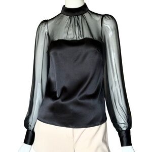 Generation Love Agnes Silk-blend Illusion Blouse Size Medium NWT